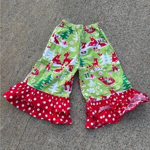 Boutique girls cropped Christmas ruffles size 5